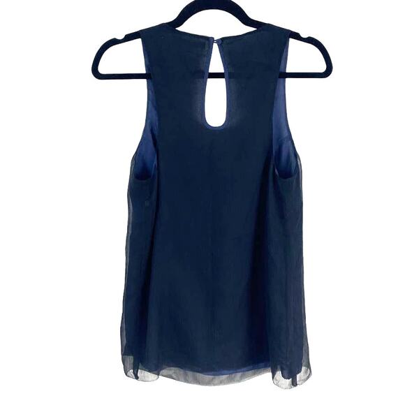 Y2K 7 For All Mankind Silk Top – Navy Petal Detail 90s Minimal – Size S - Picture 3 of 7